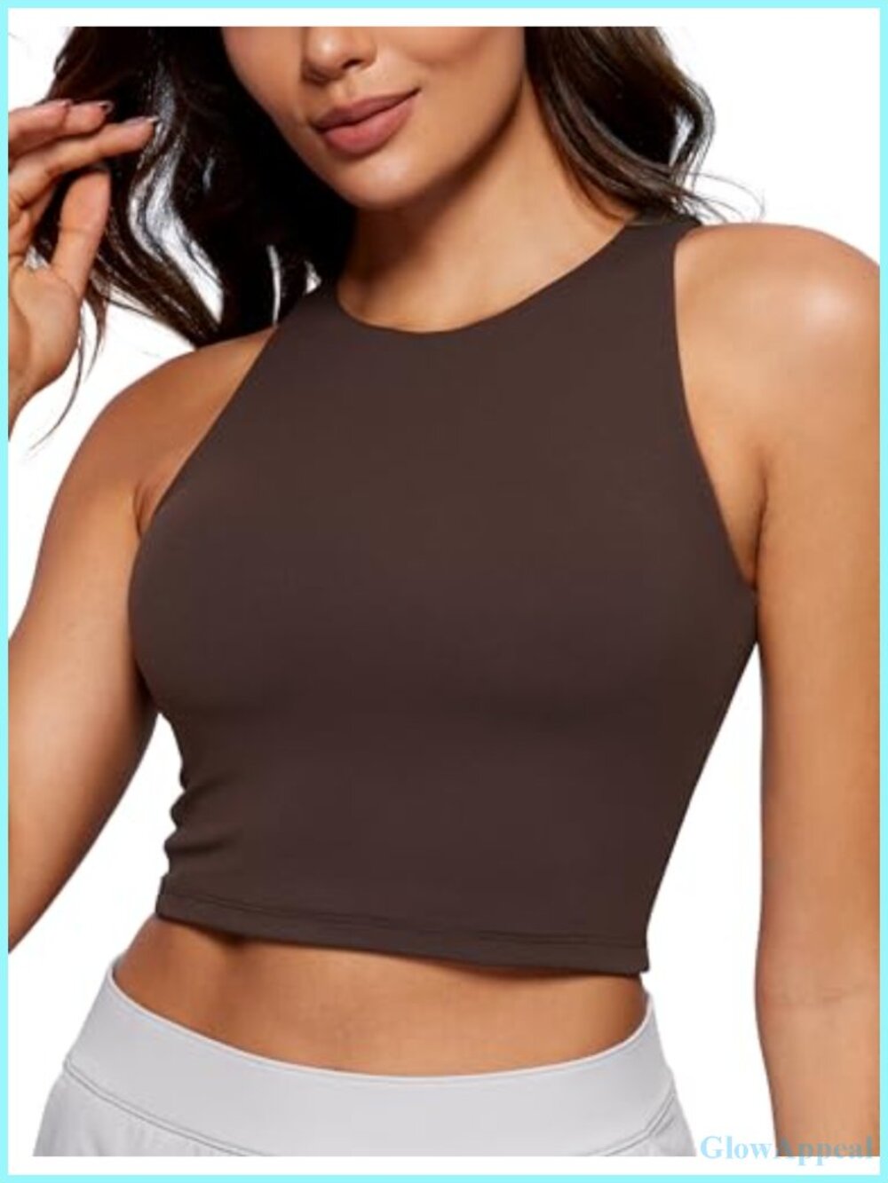 Double Lined High Neck Cropped Tank Top Racerback Butterluxe Workout